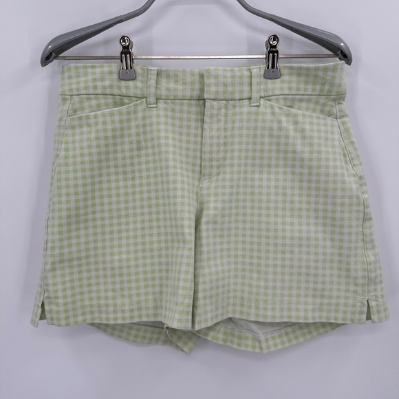 Old Navy High-Rise Pixie Chino Shorts size 4 Green Gingham Secret-Smooth Pockets - Picture 1 of 9